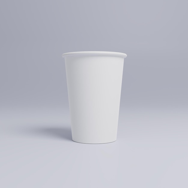 空白の背景にコーヒーの白い紙コップのモックアップ白いカップのふた空気中の2つのカップダイナミック