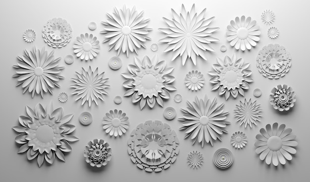 White paper flowers elegant minimalist background
