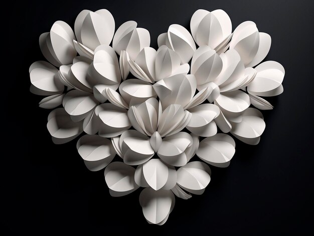 White paper heart on black background Valentine's day concept