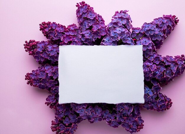 A white paper is above a purple flower.