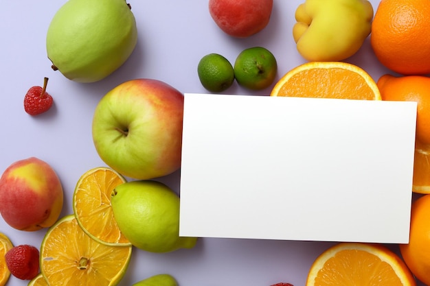 White Paper Mockup Enhanced by Fresh Fruit Creating a Visual Feast of Wholesome Design and Vibrant