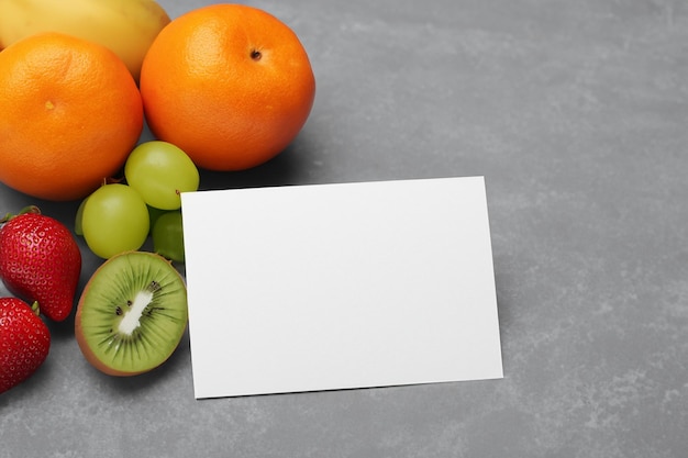 White Paper Mockup Enhanced by Fresh Fruit Creating a Visual Feast of Wholesome Design and Vibrant