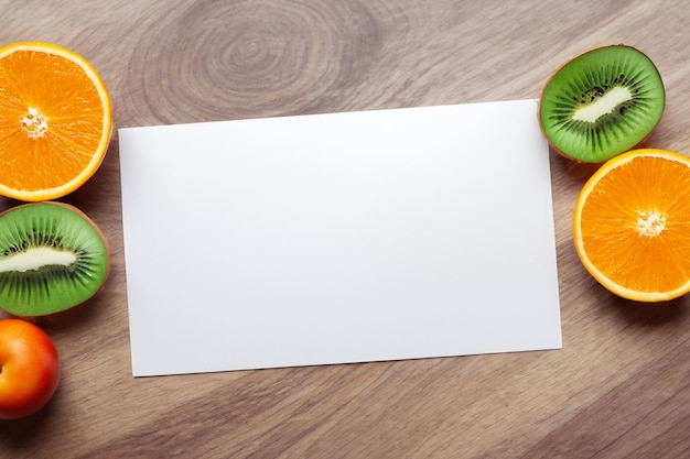 White paper mockup enhanced by fresh fruit creating a visual feast of wholesome design and vibrant