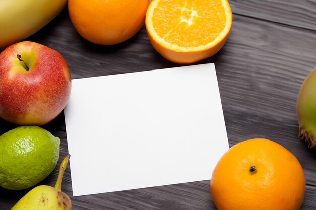 White Paper Mockup Enhanced by Fresh Fruit Creating a Visual Feast of Wholesome Design and Vibrant