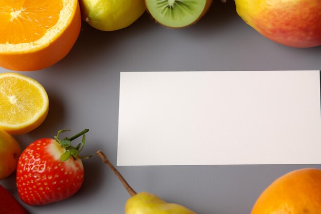 White Paper Mockup Enhanced by Fresh Fruit Creating a Visual Feast of Wholesome Design and Vibrant