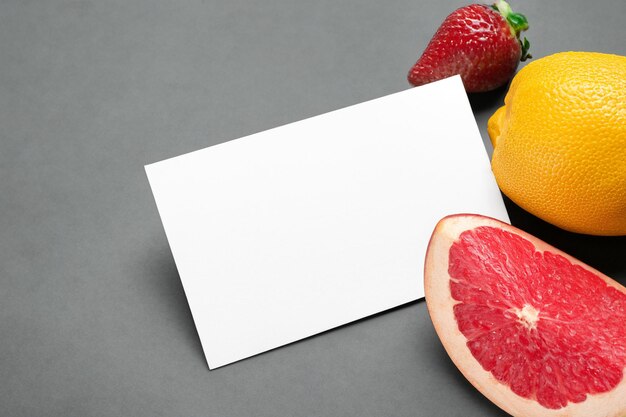 White Paper Mockup Enhanced by Fresh Fruit Creating a Visual Feast of Wholesome Design and Vibrant