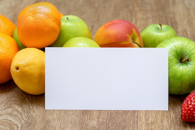 White Paper Mockup Enhanced by Fresh Fruit Creating a Visual Feast of Wholesome Design and Vibrant