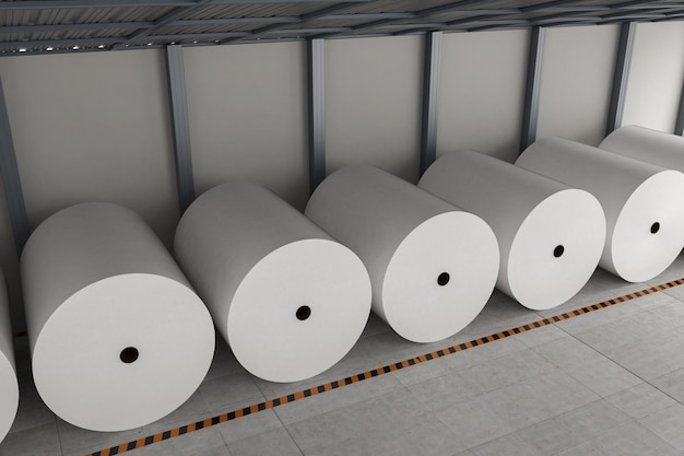 White paper roll in factory