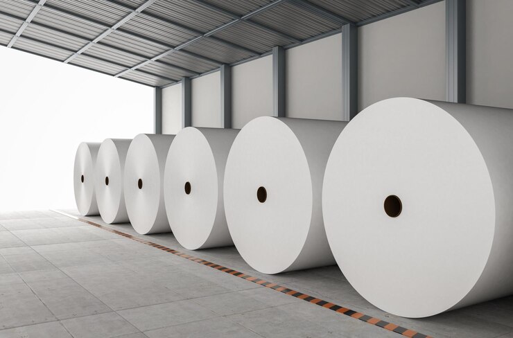 Photo white paper roll in factory