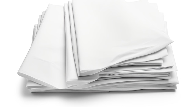 White paper sheets folded and isolated on white Mockup image