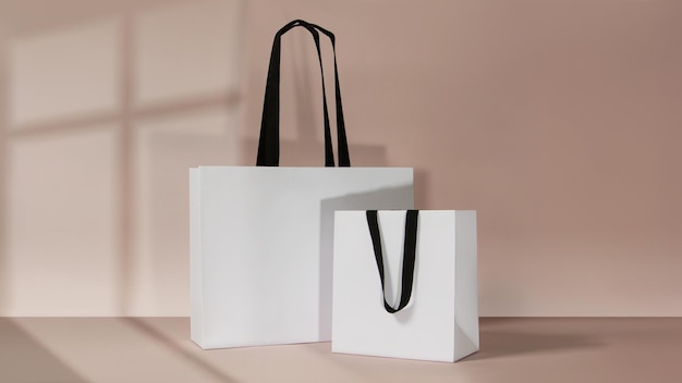 White paper shopping bags mockup