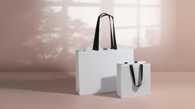 White paper shopping bags mockup