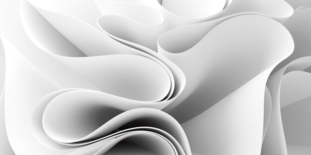 White paper waves background 3d illustration