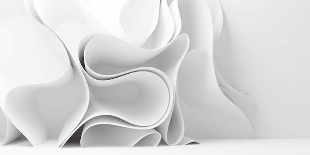 White paper waves background 3d illustration