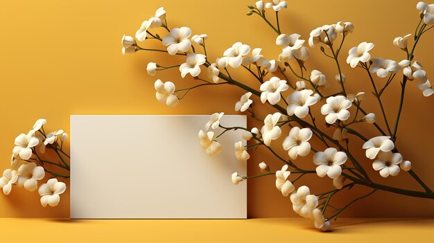 A white paper with flowers in background