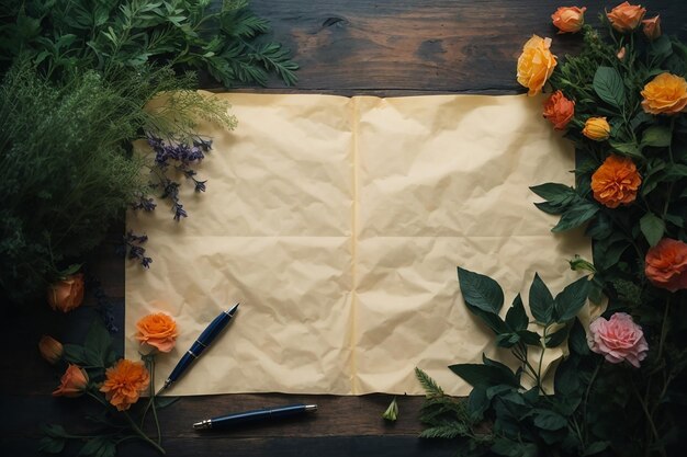 white paper with flowers on the edge