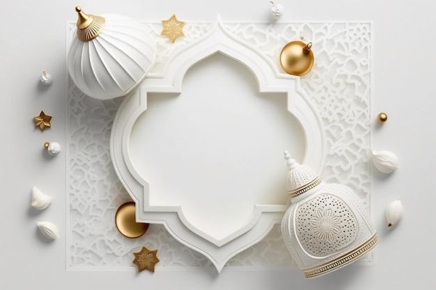 A white paper with gold ornaments and a white background