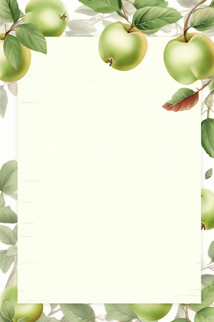 A white paper with the green apples on it