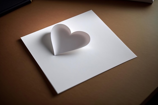 White paper with paper hearts lying on the table