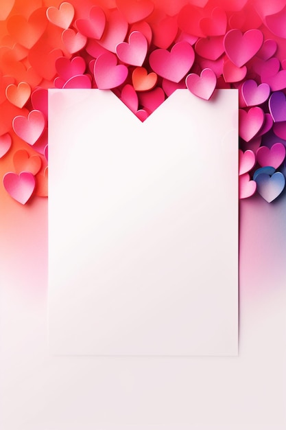 Photo a white paper with pink hearts on it