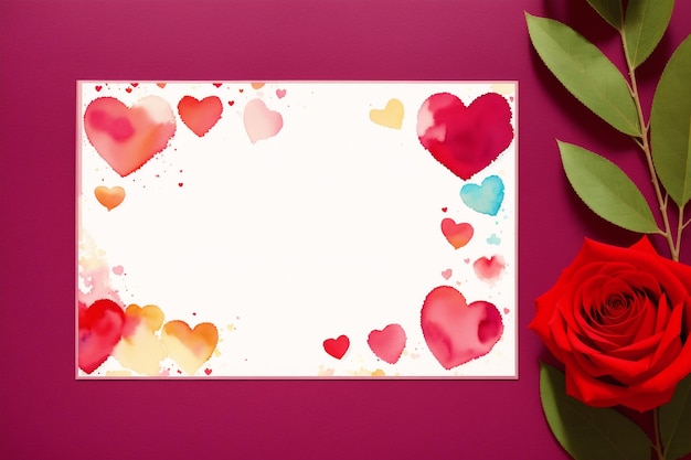 Photo a white paper with red roses and a white card that says love on it.