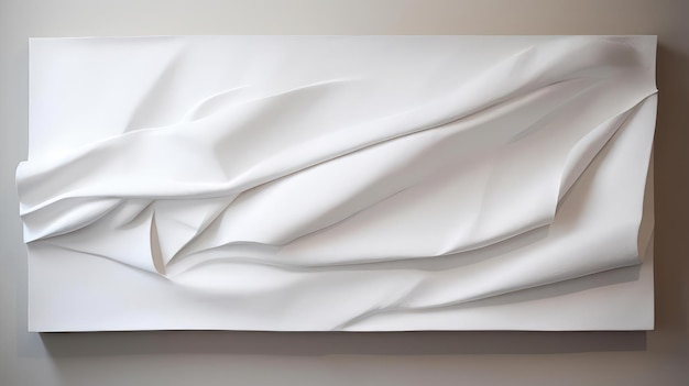 A white paper with a wavy pattern is displayed on a wall.