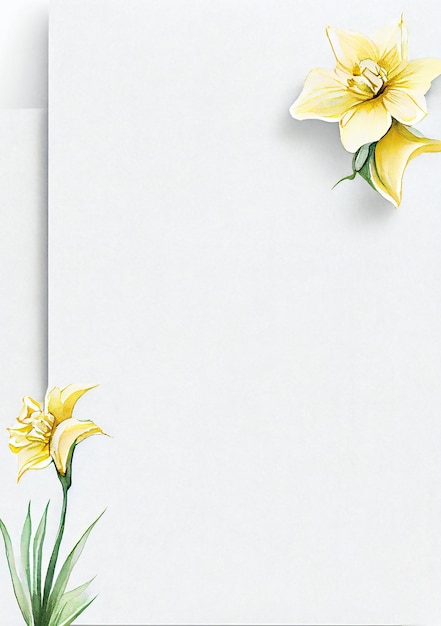 A white paper with yellow flowers on it