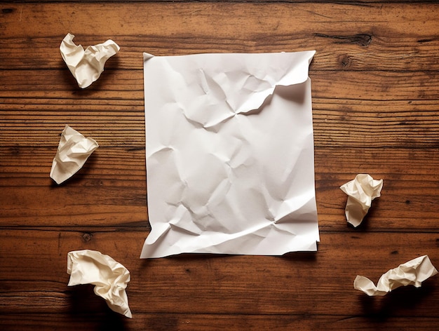 White paper on the wood table background