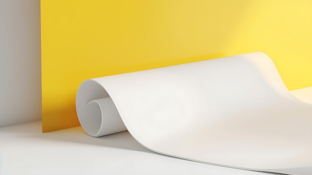 A white paper on a yellow background