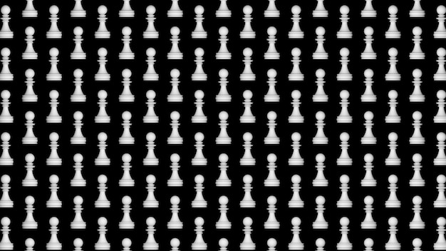 Photo white pawns pattern 3d render