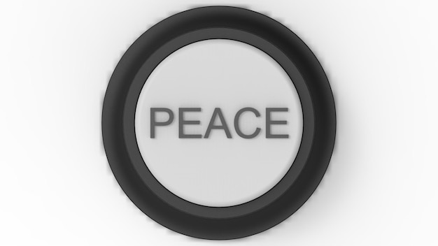 White peace button isolated 3d illustration render