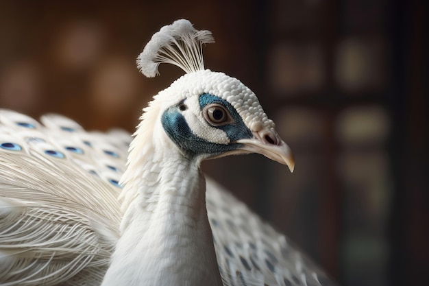 White peacock closeup AI generated