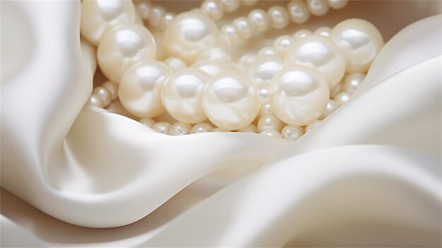 A white pearl necklace with a white pearl necklace.