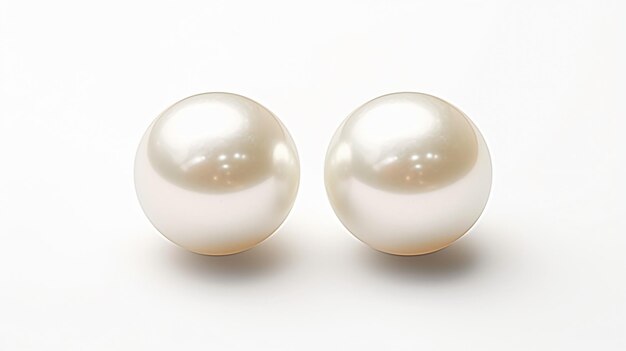 White pearl pierced earrings pair fine jewelry isolated on white background