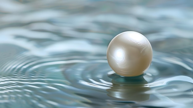 White pearl on the water surface Abstract background of water drops