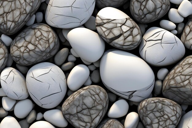 White pebbles on the beach top view