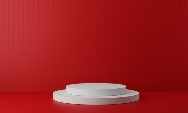 White pedestal for display. Empty product stand with geometrical shape. 3d render.