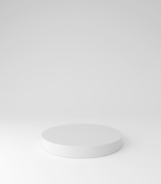 White pedestal podium, round shape, product stand, 3d rendering.