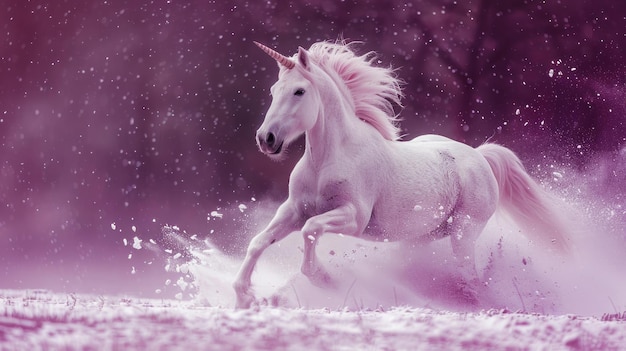 white pegasus unicorn in a cliff high above the clouds ai generated