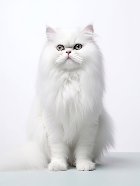 White Persian cat on a white background Studio shot