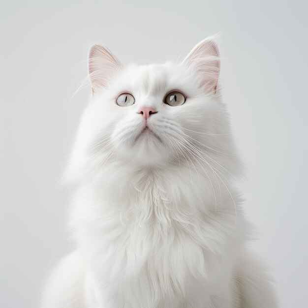 white persian cat on white