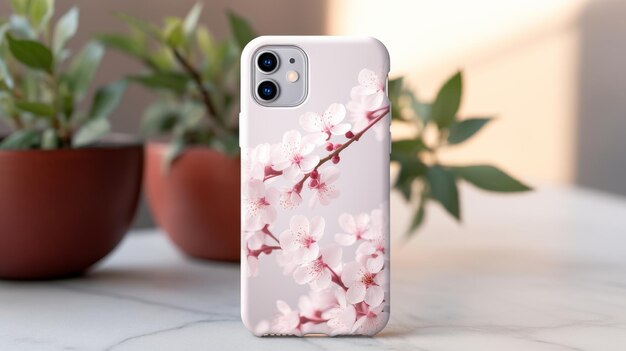 White Phone Case With Pink Flowers