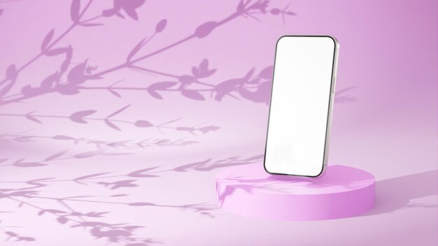 紫の背景でピンクの背景に白い電話
