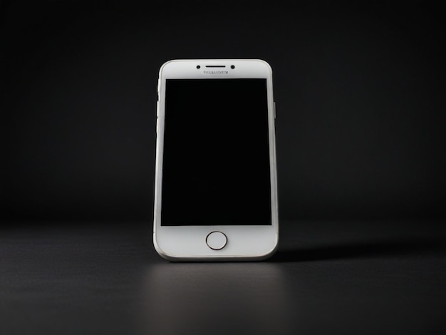 Foto un telefono bianco con uno sfondo nero con un sfondo nero