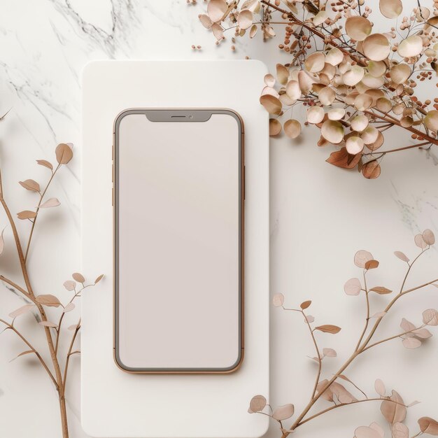 Photo a white phone with a floral design on the back