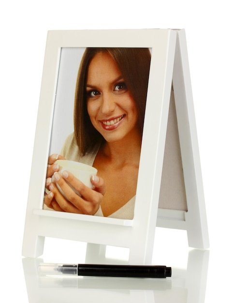 White photo frame as easel isolated on white