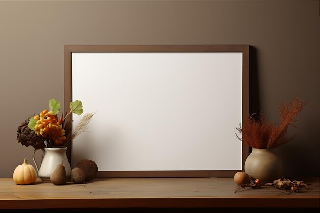 Photo white photo template on brown