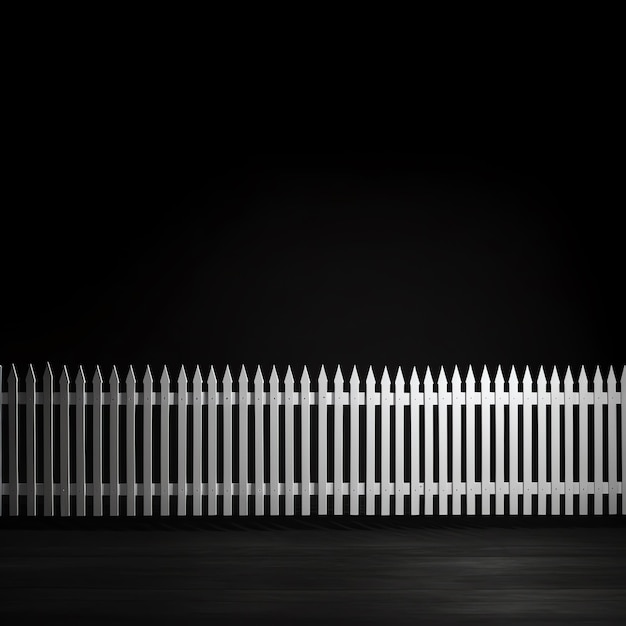 Photo a white picket fence in a dark room