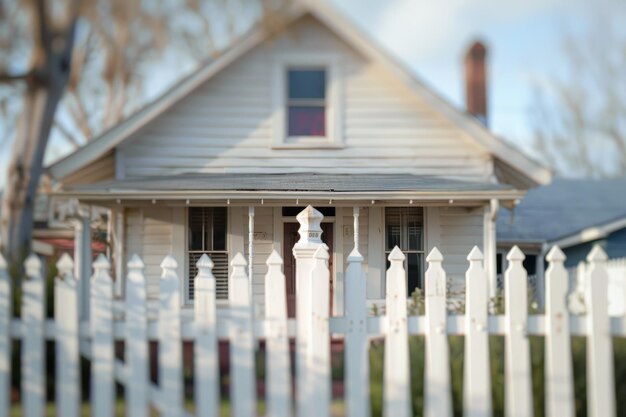 White Picket Fence in Front of House