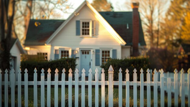 White Picket Fence in Front of House